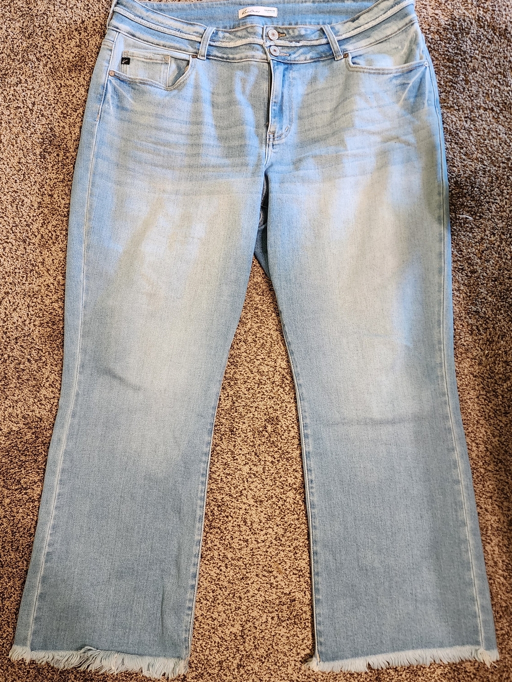 KanCan Light Wash Flare Jeans with Raw Hem